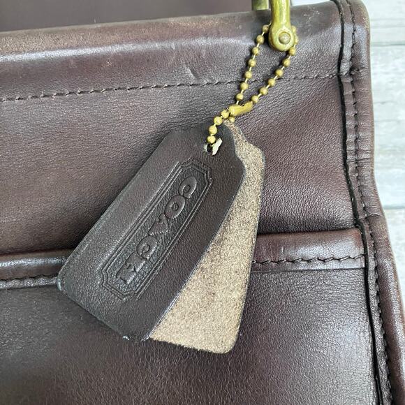 VTG Coach Leather Dowel Briefcase 5292 Messenger Bag Brown Crossbody Turnlock - Picture 13 of 16